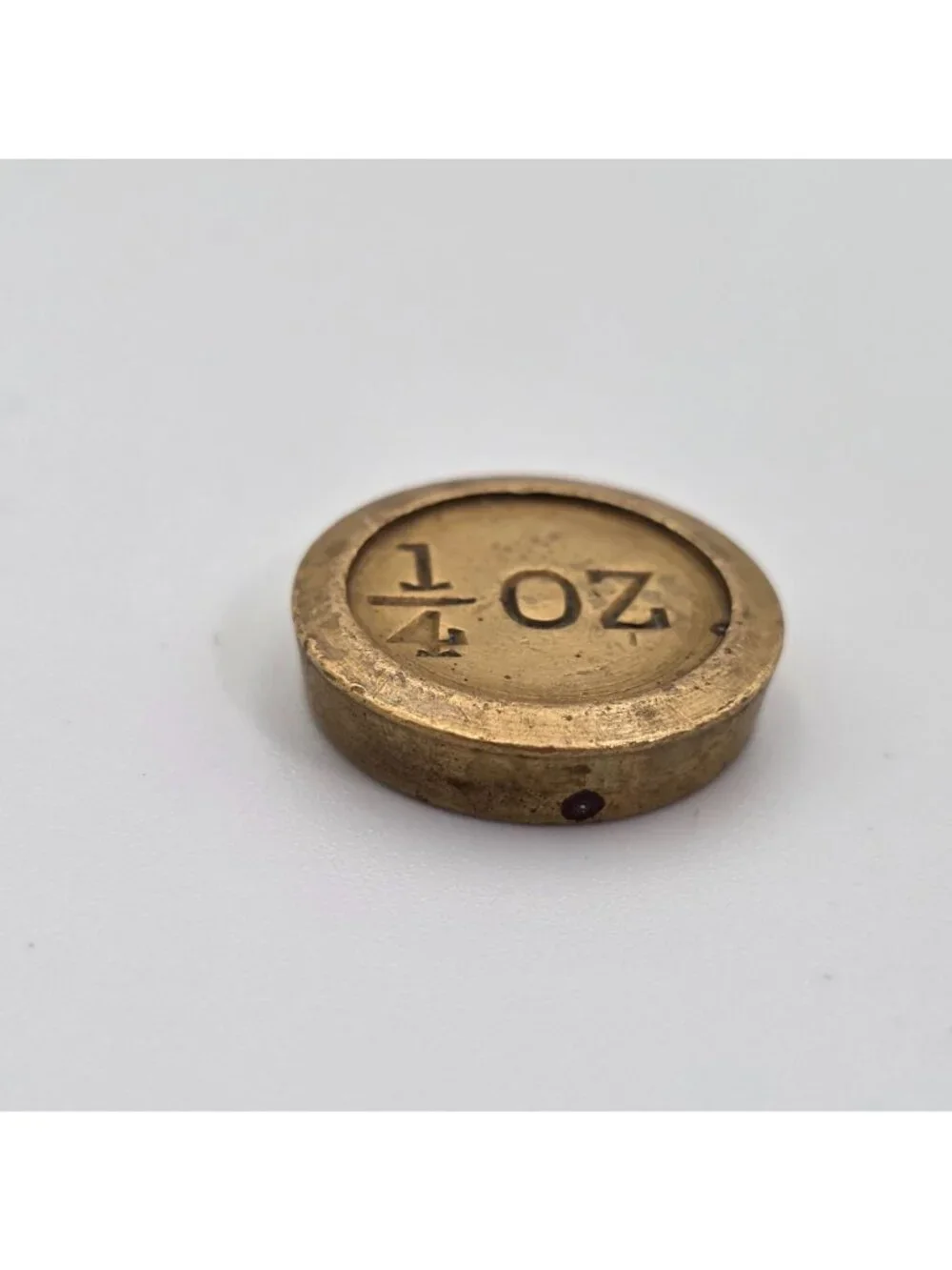 Solid Brass 1/4 Oz Coin-Shaped Weight With Stamped Markings
